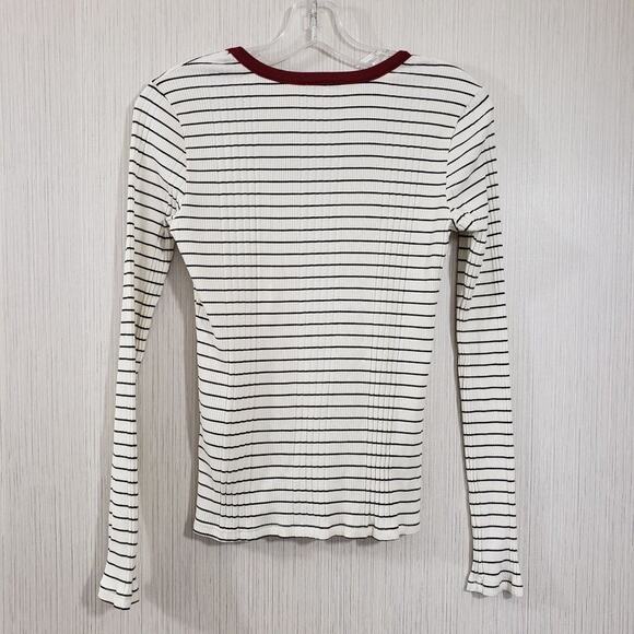 Joie Tayanita long sleeve scoop neck striped ribbed top woman's size small - Picture 4 of 8